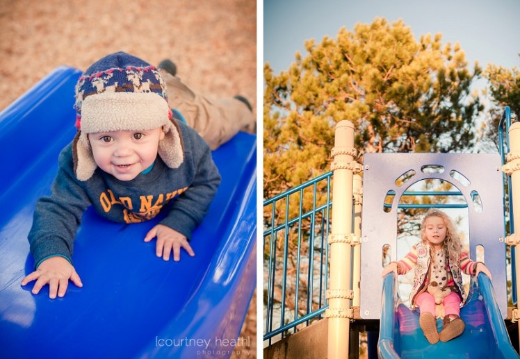 Siblings on a slide