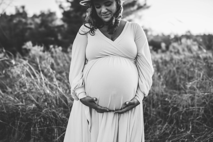 black and white maternity baby belly